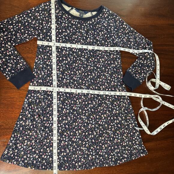 Polo Ralph Lauren Dress Girls Size M 8-10 Blue Cottage Floral Long Sleeve Cotton - Picture 5 of 8